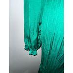 Estelle Green Satin Pleated Midi Dress Long Sleeve Smocked Waist Plus Size 1X‎ Photo 7