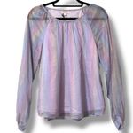 Andree by Unit  size small purple iridescent blouse lined sheer longsleeve casual Photo 11