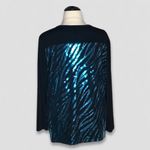 Bob Mackie Wearable Art Sweater Top Sequin Beaded V-Neck Black/Blue Women’s 3X Photo 1