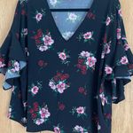 EXPRESS Floral Ruffle Short Sleeved Blouse Photo 0