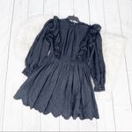 Ulla Johnson Womens Dorithie Embroidered florals Round Neck Dress in Noir Size 8 Photo 4