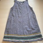 For Cynthia Sleeveless Linen Blend A-Line Shift Dress Rickrack Lagenlook Size PM Photo 8