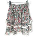 AQUA  | Medium | Paisley Smocked Waist Tiered Ruffle Skirt Photo 2