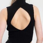 Danielle Guizio  Black Ribbed Cutout Top Photo 1