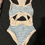 Aerie Blue And White Cut Out One Piece Photo 2