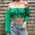 superdown Revolve  Reyba Off the Shoulder Crop Top in Kelley Green Photo 0