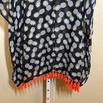 No Boundaries  Pineapple Print Kaftan Shawl size XL Black & White semi sheer Photo 6