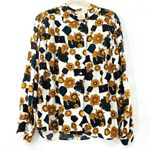 Jones New York  Vintage Button Down Blouse Shirt Top Gold Medal Print Size 12 Photo 0