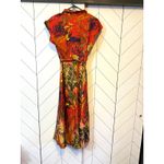 Live 4 Truth  Women’s Small Red Green Tropical Midi Dress Palm Leaf Toucan Vaca Photo 2