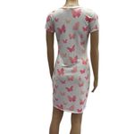 MRT 1030 White Butterfly Print Short Sleeve Tee Shirt Dress Womens Medium Photo 4