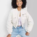 Wild Fable Women Ivory Cream Quilted Bomber Jacket M Photo 0