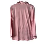 EKOUAER Pajama Top Sleepwear Button Down Long Sleeve Pink Black Trim Photo 1
