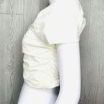 ZARA  White Off the Shoulder Ruched short sleeve Crop top size large Photo 4