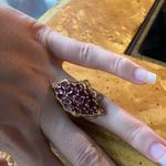 Natural Rhodolite Garnet Sterling Silver Cocktail Ring Size 6.75 Photo 3