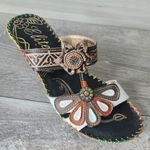 Elite by Corkys Womens Size 8 Jamaica Leather Floral Boho Hippie Wedge Sandals Brown Photo 1