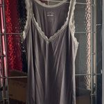 Old Navy  Y2K Womens L Gray Lace Trim Ribbed Fitted Stretch Soft Tank Top Preppy Photo 0