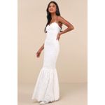 Lulus NWT  Instinctively Stunning White Lace Bustier Trumpet Maxi Dress Wedding S Photo 6