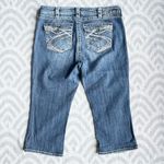 Silver Jeans Suki Surplus Distressed Blue Denim Jean Capri Plus Size 14 Photo 3