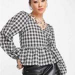 Topshop Plaid Peplum Blouse Photo 0