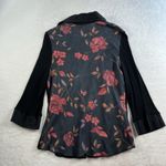 Just living Vtg Y2K Jrs 3 Top Boho Fairycore Whimsigoth Witchy Steampunk Black Floral Zip Up Photo 8