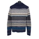 Orvis Fair Isle Chunky Knit Cowl Neck Sweater Grey Blue Cream S Photo 6