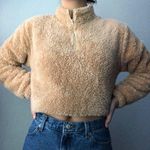 Forever 21 sherpa fluffy brown teddy cropped sweater Photo 0