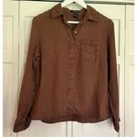E.Col.o.gie brown 100% linen hidden button blouse M Brown Size M Photo 8