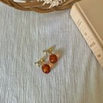 Amber Drop Gold Screwback Earrings “Amberina” Chunky Neutral Statement Jewelry Brown Photo 1