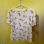 Lucky Brand  White and Red Floral Short Sleeve Top Photo 3