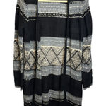 One World  Sweater Women's Size Medium Cardigan Open Front crochet black gray Photo 0