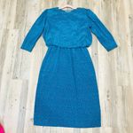 Vintage Turquoise and pink Midi Dress Sz 8. Blue Photo 4