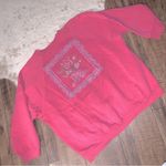 Vintage pink glitter embroidered rose coquette 90s sweatshirt grandmacore spring Size XXL Photo 0