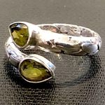 Sterling Silver Faceted Peridot Pebble Pattern Vintage Bypass Ring Sz 7 Photo 7