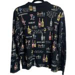 Jess & Jane Size Large Full Zip Collared Sweatshirt Black Wine Print Rhinestone Photo 2