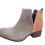 Anthropologie Anthro Diba True Sz 6.5 Stop By Bootie Beige Brown Suede Leather Colorblock Boot Photo 0