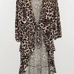 Day G Asymmetrical Kimono Cover Up ONE SIZE Animal Print Womens NWOT Brown Photo 0