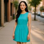 J. Crew Factory Aqua Sleeveless Sheath Dress NWT Size 4 – Chic Mini with Pockets Blue Photo 9