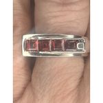 STERLING SILVER 0.925 CHANNEL SET PRINCESS CUT GARNET VINTAGE RING BAND size 7 Photo 1