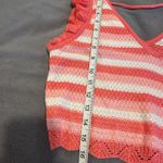 Steve Madden NWOT Crochet Cropped Top Large Striped Coral & White Cap Sleeve Photo 3