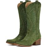 Women's Green Mid Calf Embroidery Cowgirl Boots Retro Snip Toe Western Boot Size 8 Photo 0