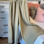 High Waist Wide Leg Palazzo Culottes Loose Pants Womens Small Olive Green Tan Photo 0