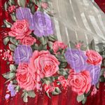 Vintage Elegant Red Floral Scarf. Photo 4