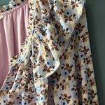 Kori Dress L Blue Brown Floral Puff Sleeve Smocked Cottagecore Boho Prairie Photo 6