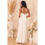 Lulus Promise My Passion White Satin Jacquard Maxi Dress V Neck Floral M Size M Photo 5