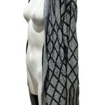 Women's Black & White Diamond Knit Cardigan Sweater Size Standard L Size L Photo 4