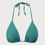 BERLOOK Dark Green Lurex Jacquard Triangle Bikini Top ONLY 22 Photo 7