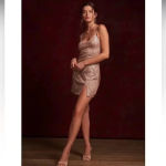 1. State  Rose Gold sequined dress size 2 Photo 3