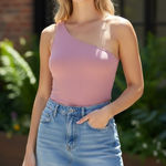 SheIn Women's Rose Pink Cold Shoulder Body Suit Photo 0