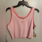 NWT Girly Bow Frilly Bottom Cropped Lqce Tanktop Size XL Photo 0