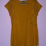 Kate & Mallory  S Top Mustard Soft Jersey Knit Lace Crew Neck Photo 0